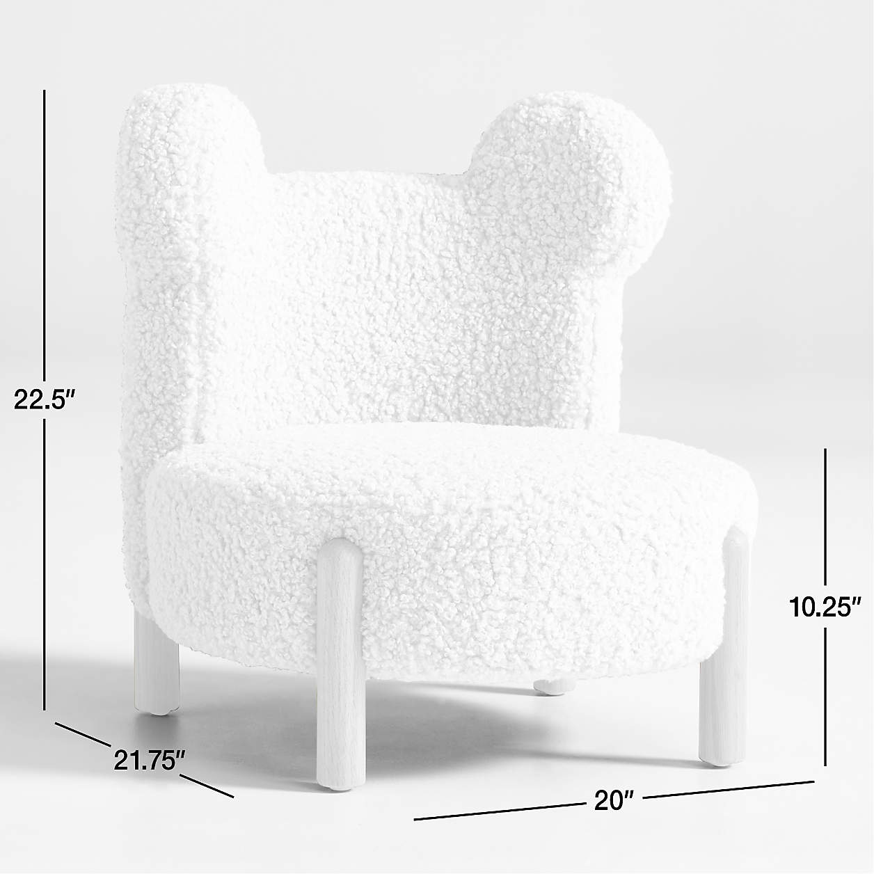 Ivory Teddy Bear sherpa Kids Lounge Chair
