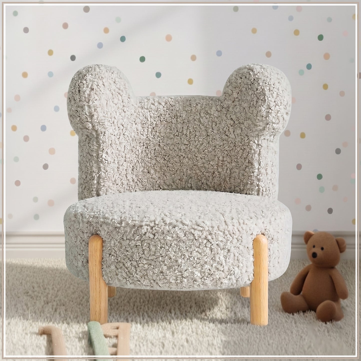 Ivory Teddy Bear Sherpa Kids Lounge Chair | Nestroots