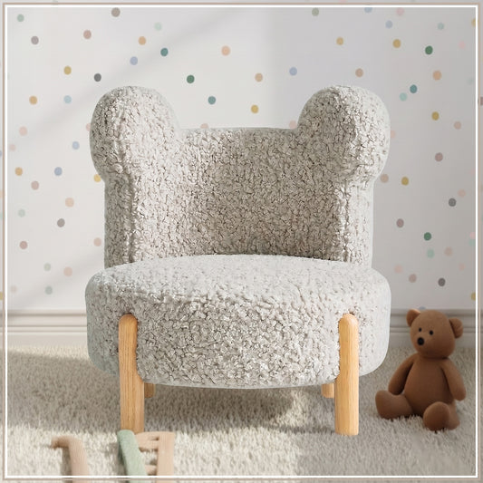 Ivory Teddy Bear Sherpa Kids Lounge Chair | Nestroots