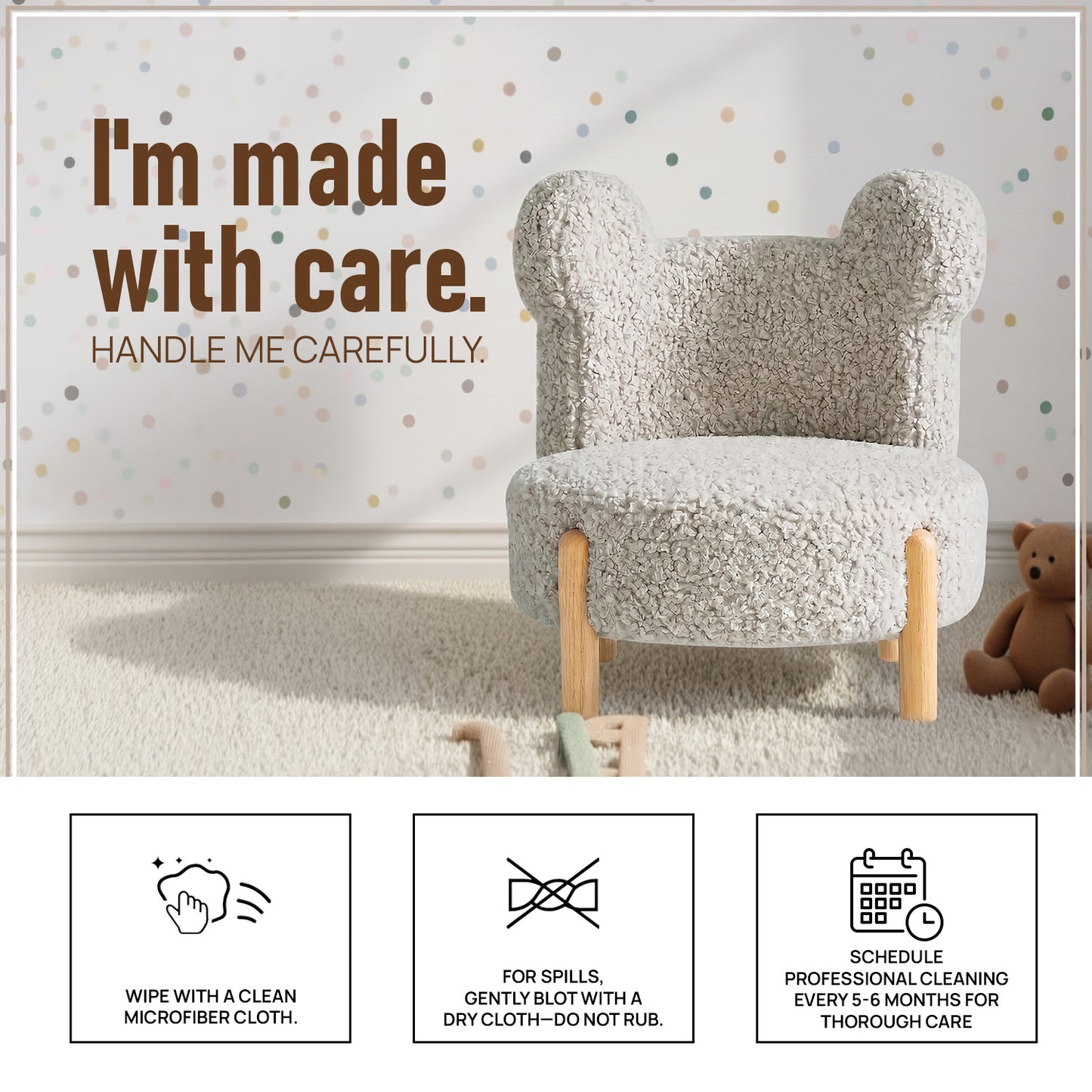 Ivory Teddy Bear Sherpa Kids Lounge Chair | Nestroots