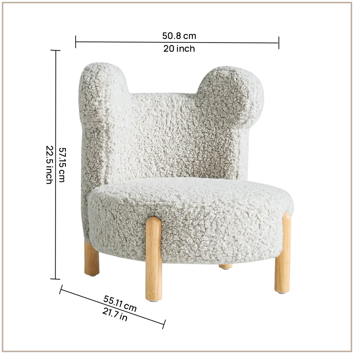 Ivory Teddy Bear Sherpa Kids Lounge Chair | Nestroots