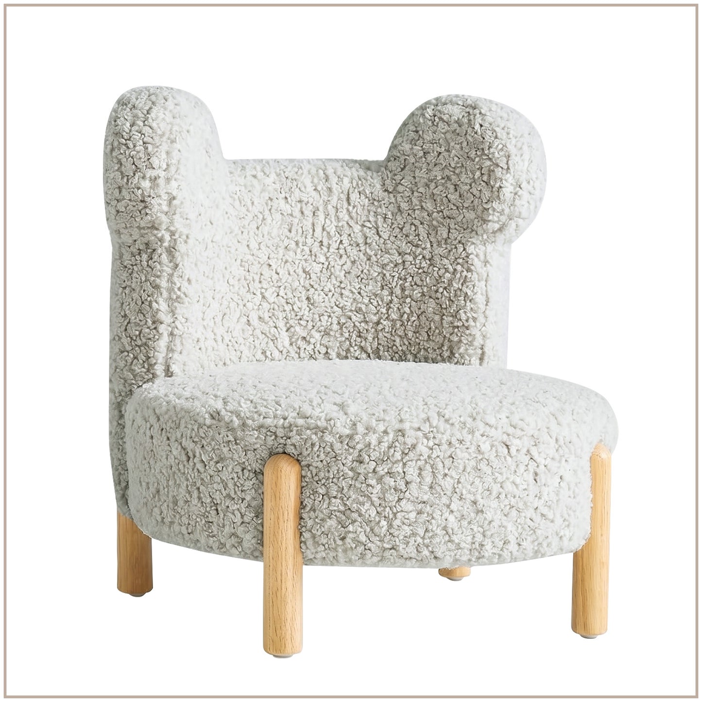 Ivory Teddy Bear Sherpa Kids Lounge Chair | Nestroots