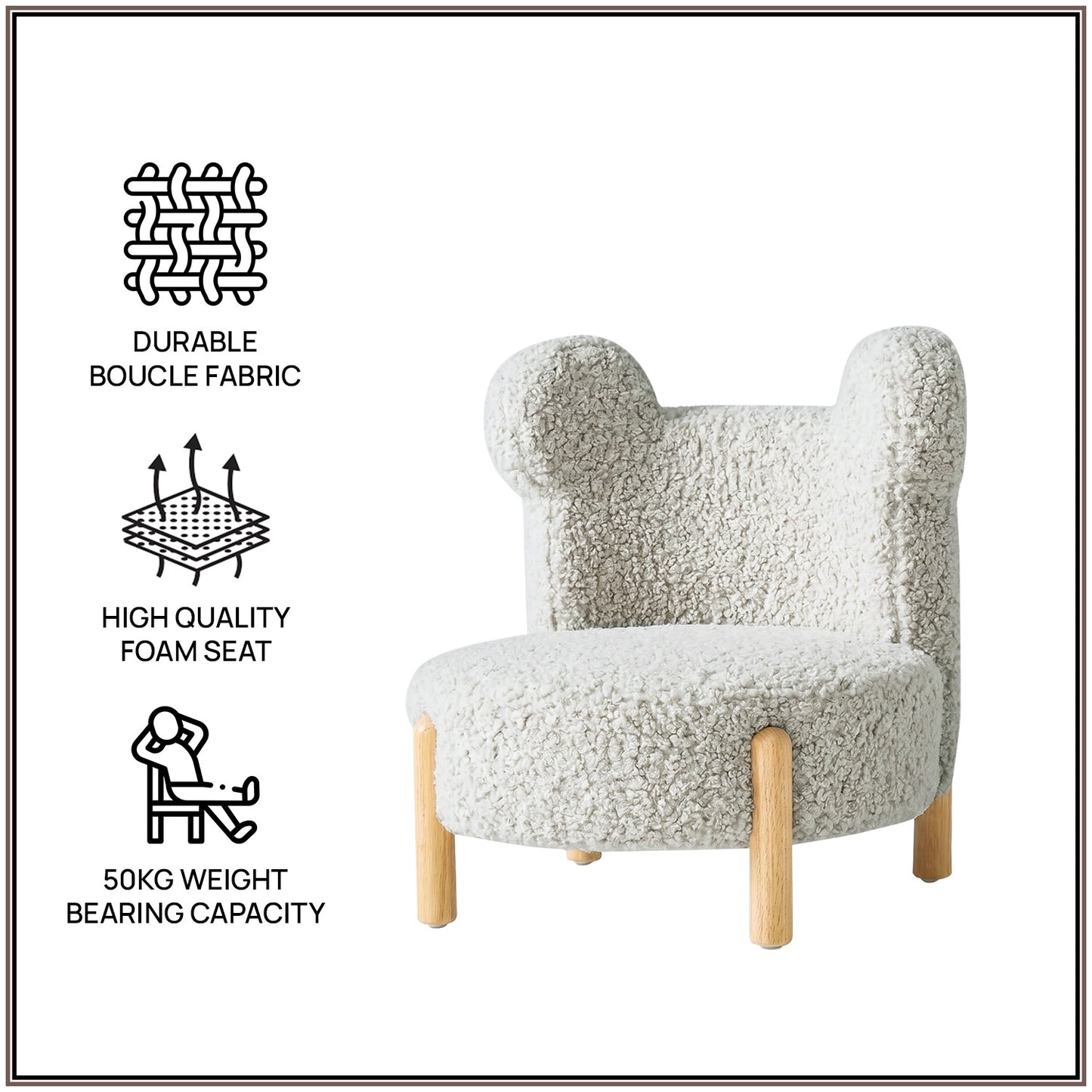 Ivory Teddy Bear Sherpa Kids Lounge Chair | Nestroots
