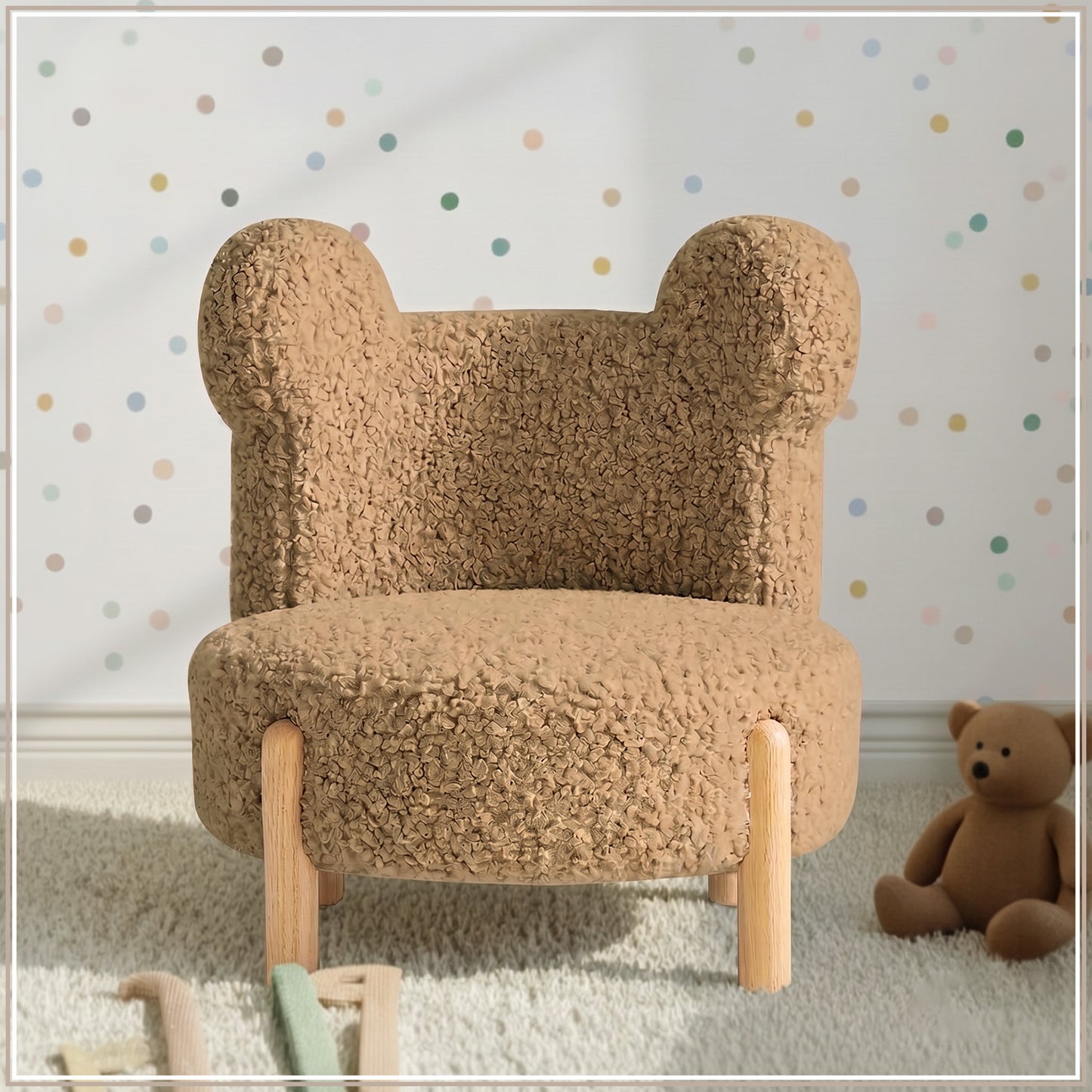 Sand Teddy Bear Sherpa Kids Lounge Chair | Nestroots