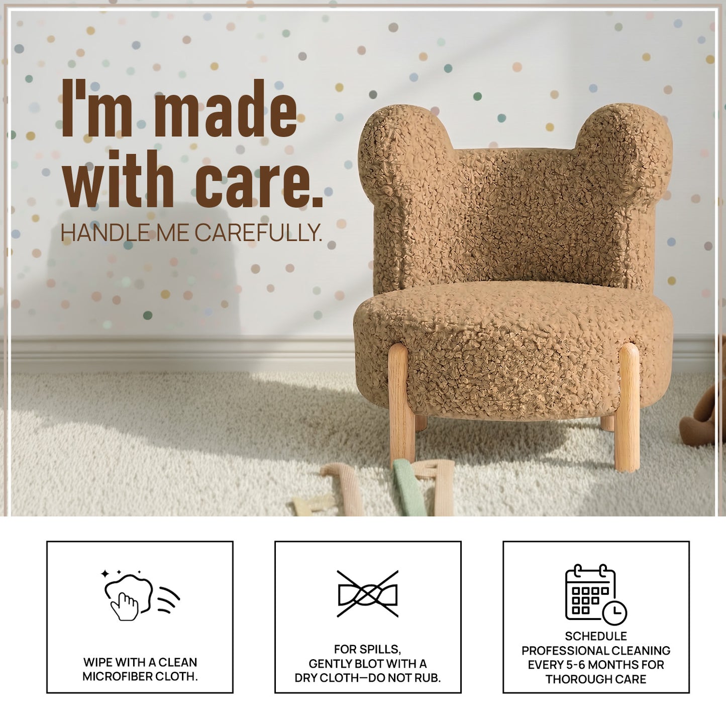 Sand Teddy Bear Sherpa Kids Lounge Chair | Nestroots