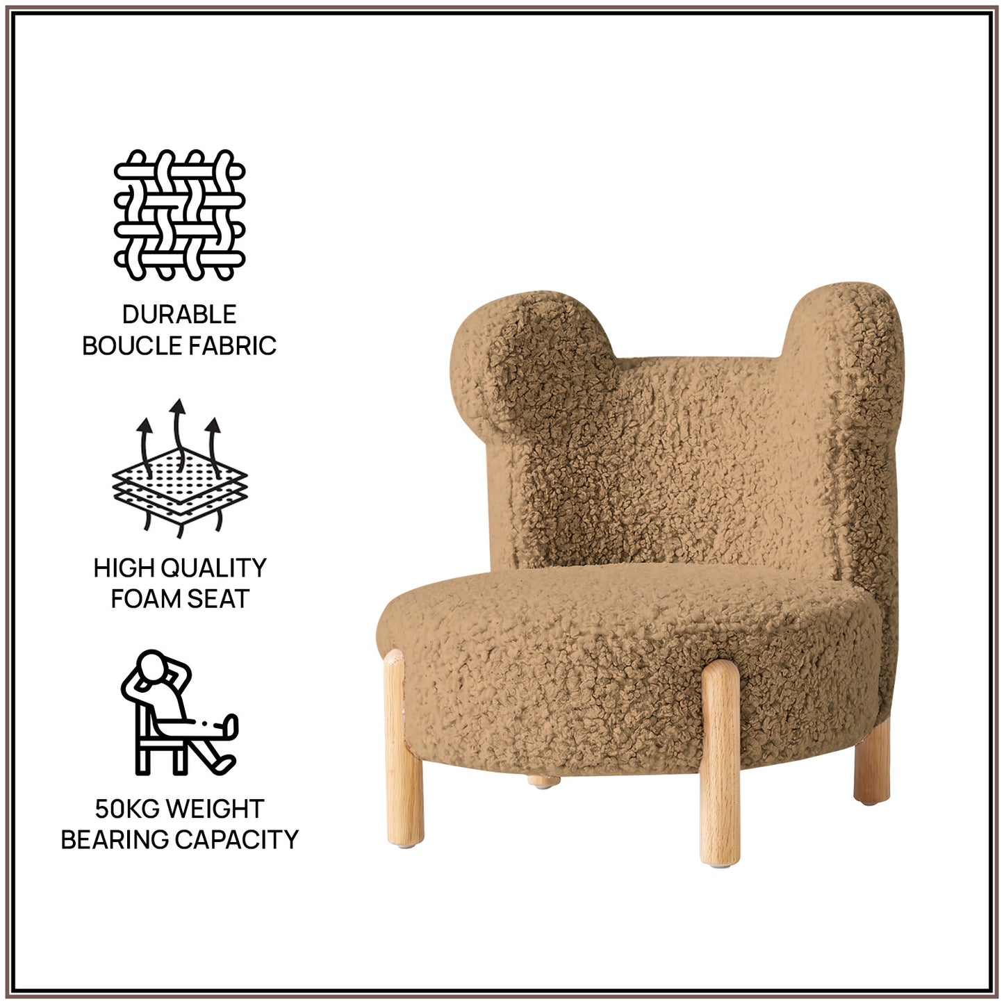 Sand Teddy Bear Sherpa Kids Lounge Chair | Nestroots