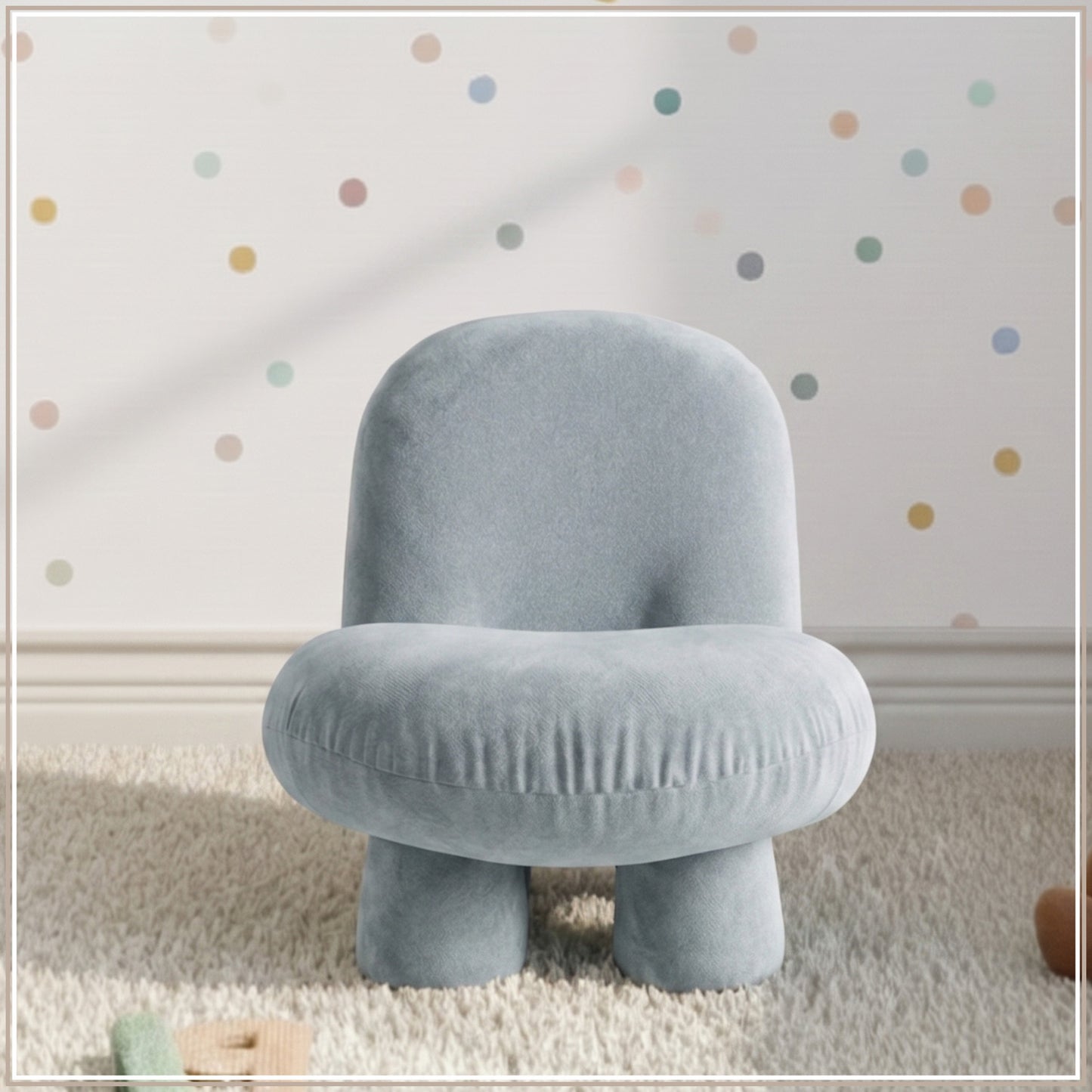 Sky Blue Mini Velvet Kids Accent Chair | Nestroots