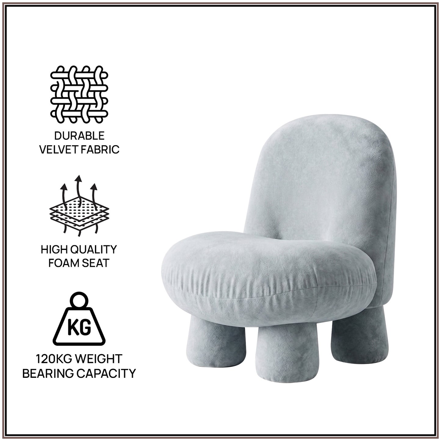 Sky Blue Mini Velvet Kids Accent Chair | Nestroots