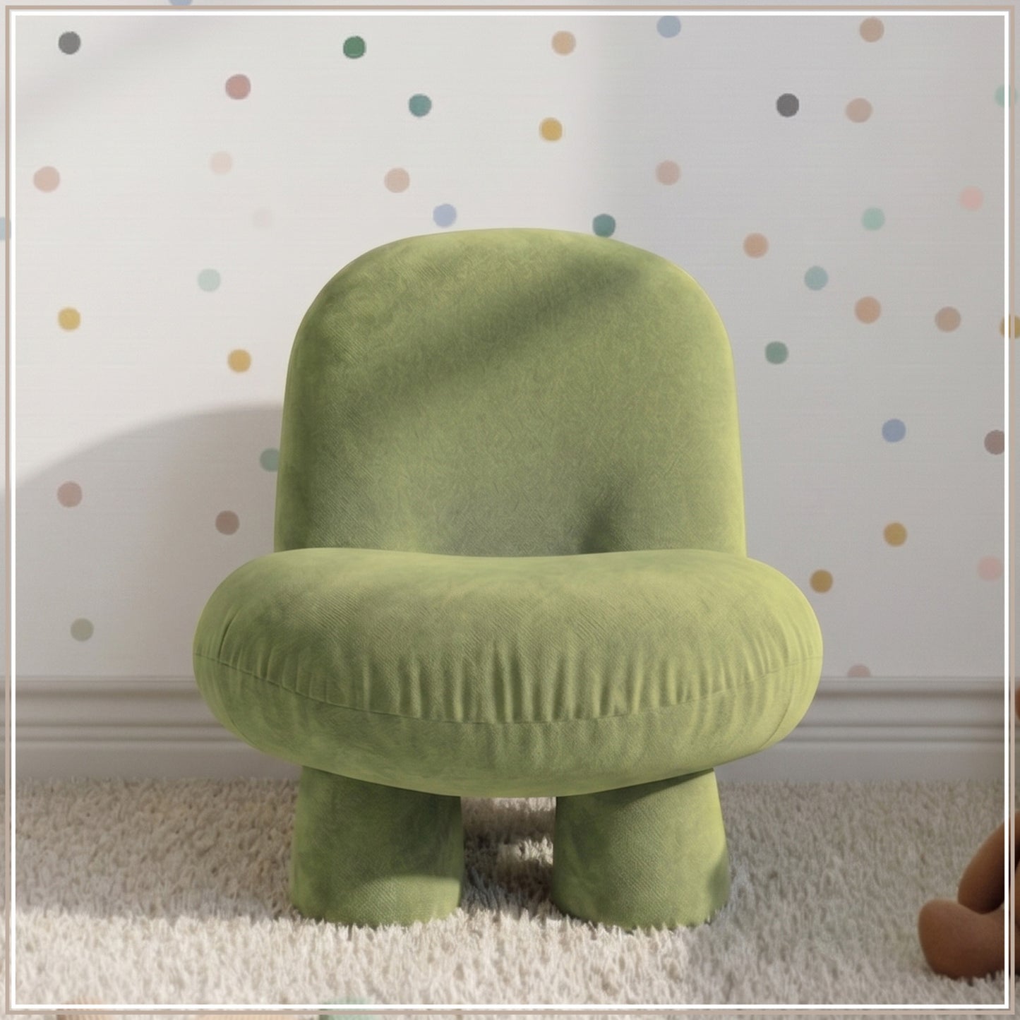Olive Green Mini Velvet Kids Accent Chair | Nestroots