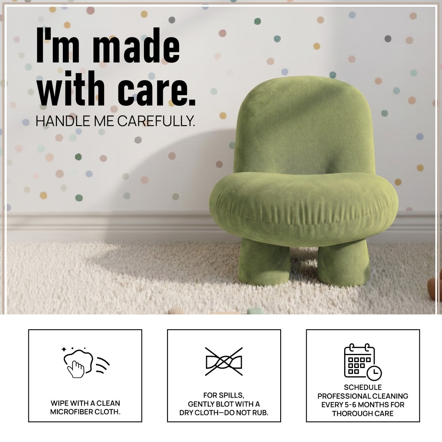 Olive Green Mini Velvet Kids Accent Chair | Nestroots