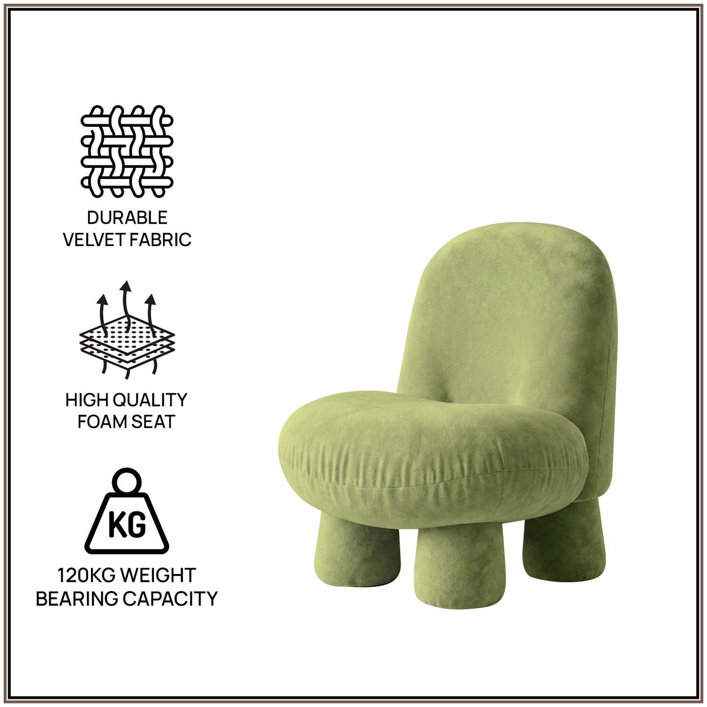 Olive Green Mini Velvet Kids Accent Chair | Nestroots
