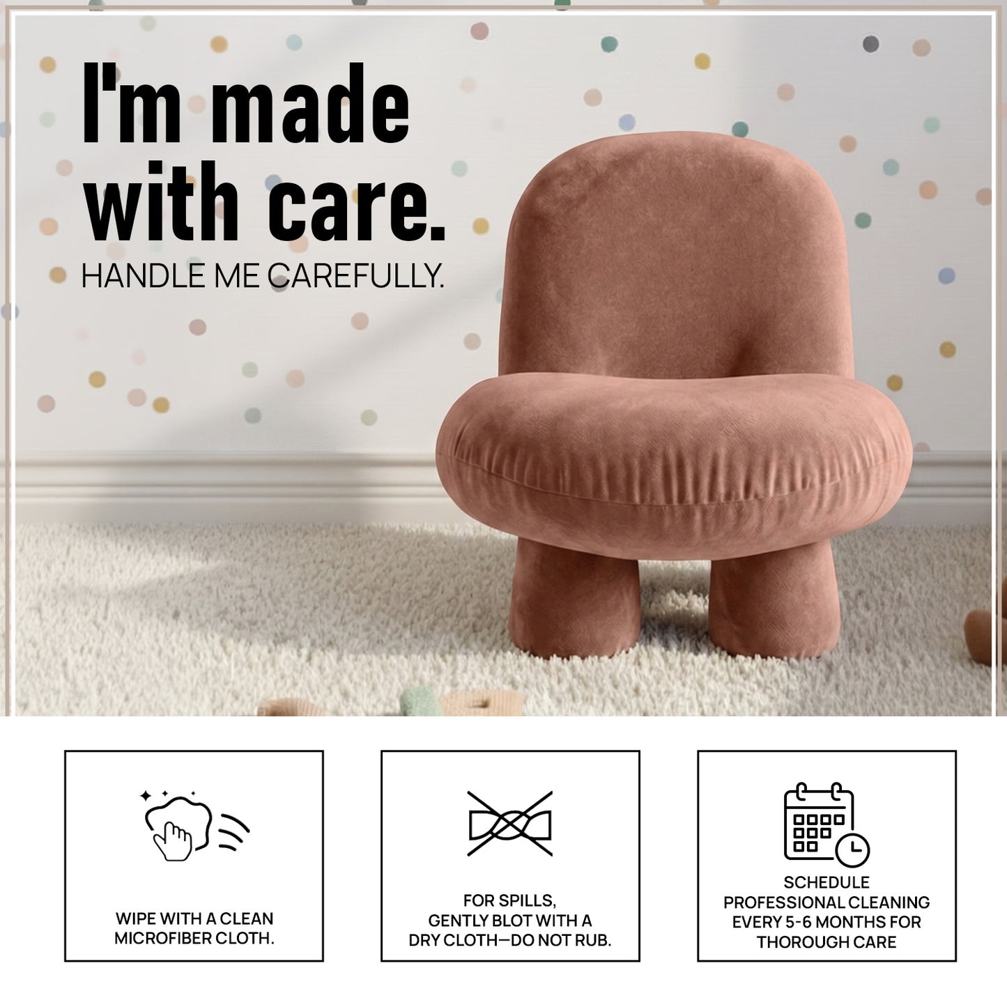 Blush Pink Bubble Velvet Kids Chair | Nestroots