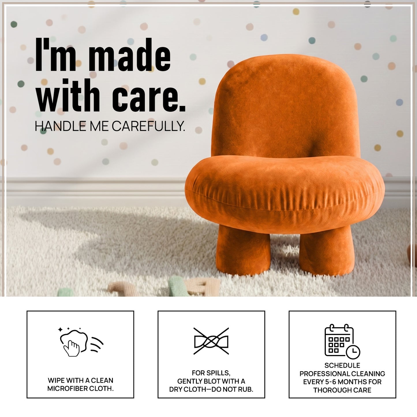 Burnt Orange Bubble Velvet Kids Chair | Nestroots