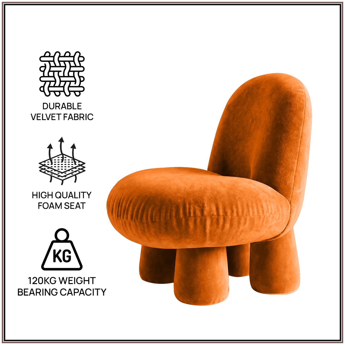 Burnt Orange Bubble Velvet Kids Chair | Nestroots