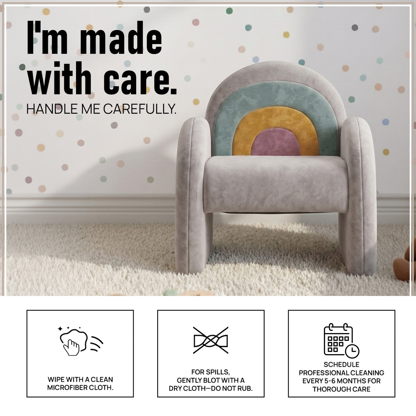 Rainbow Arch Faux Fur Kids Lounge Chair | Nestroots