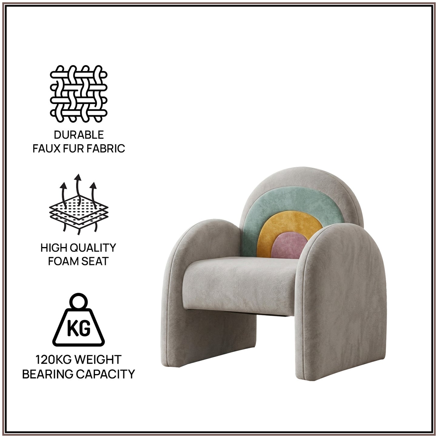 Rainbow Arch Faux Fur Kids Lounge Chair | Nestroots