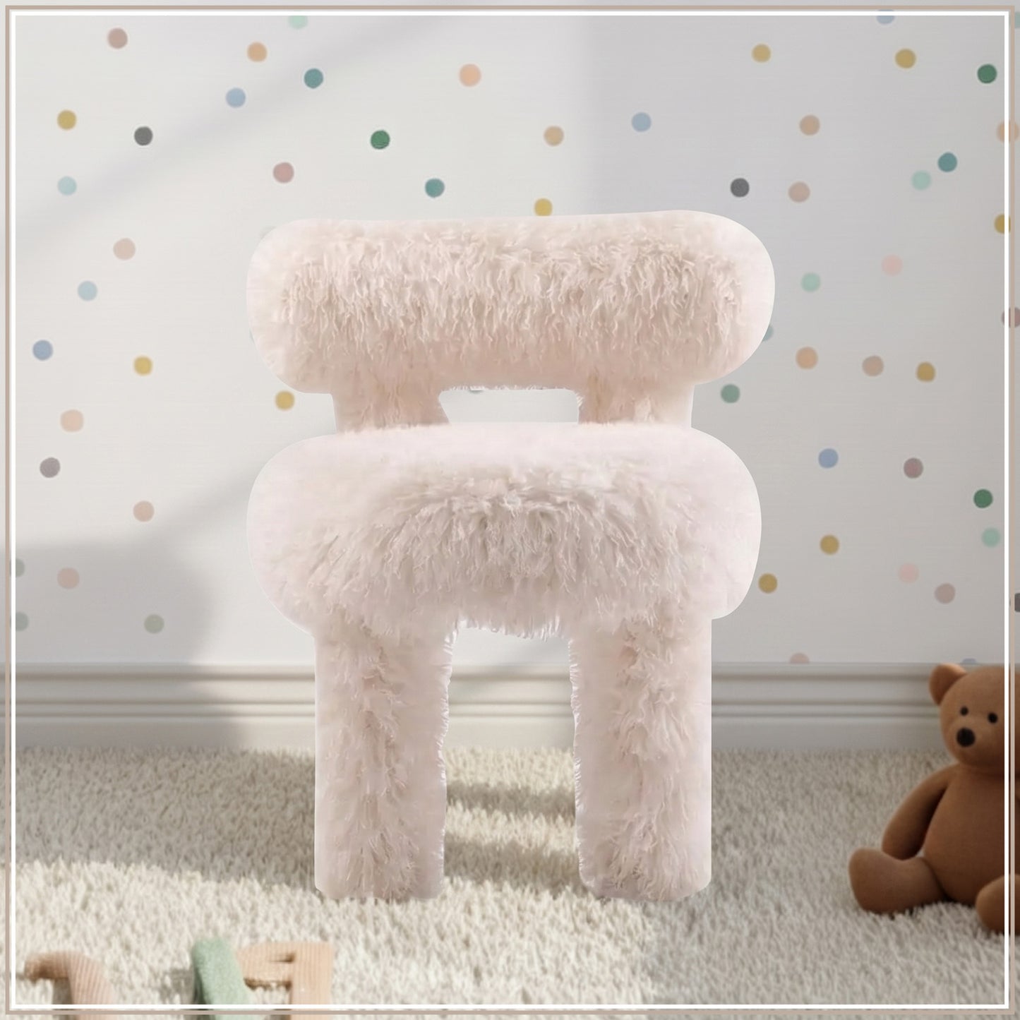 Ivory Teddy Plush Faux Fur Kids Accent Chair | Nestroots