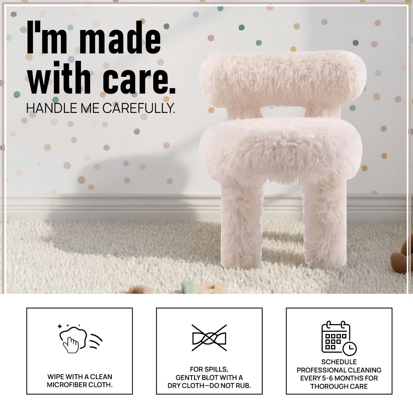 Ivory Teddy Plush Faux Fur Kids Accent Chair | Nestroots