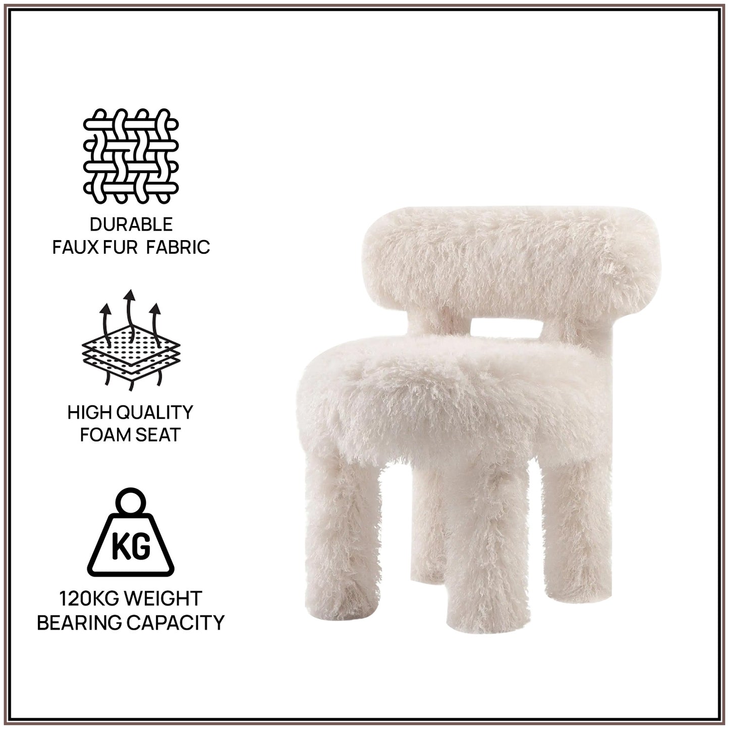 Ivory Teddy Plush Faux Fur Kids Accent Chair | Nestroots