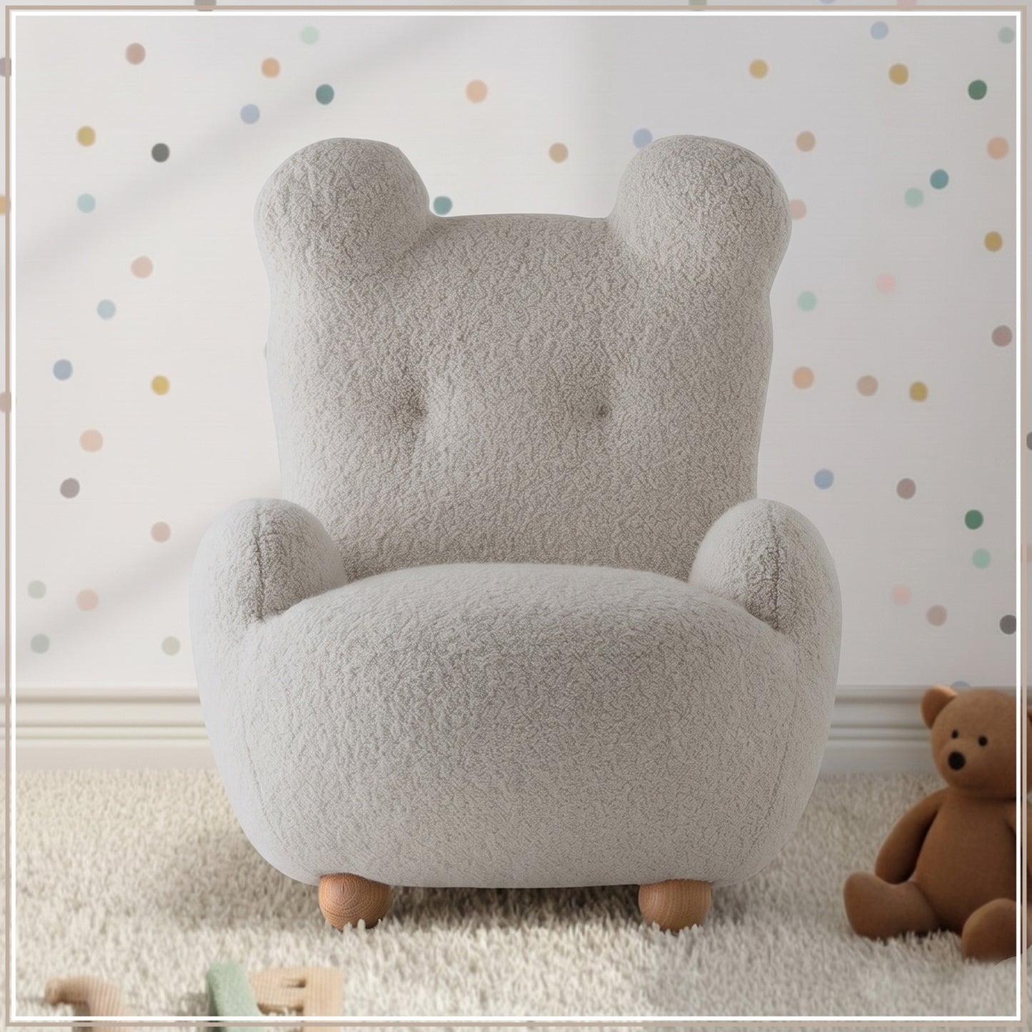 Cream Bunny Ear Sheepskin Kids Lounge Chair | Nestroots