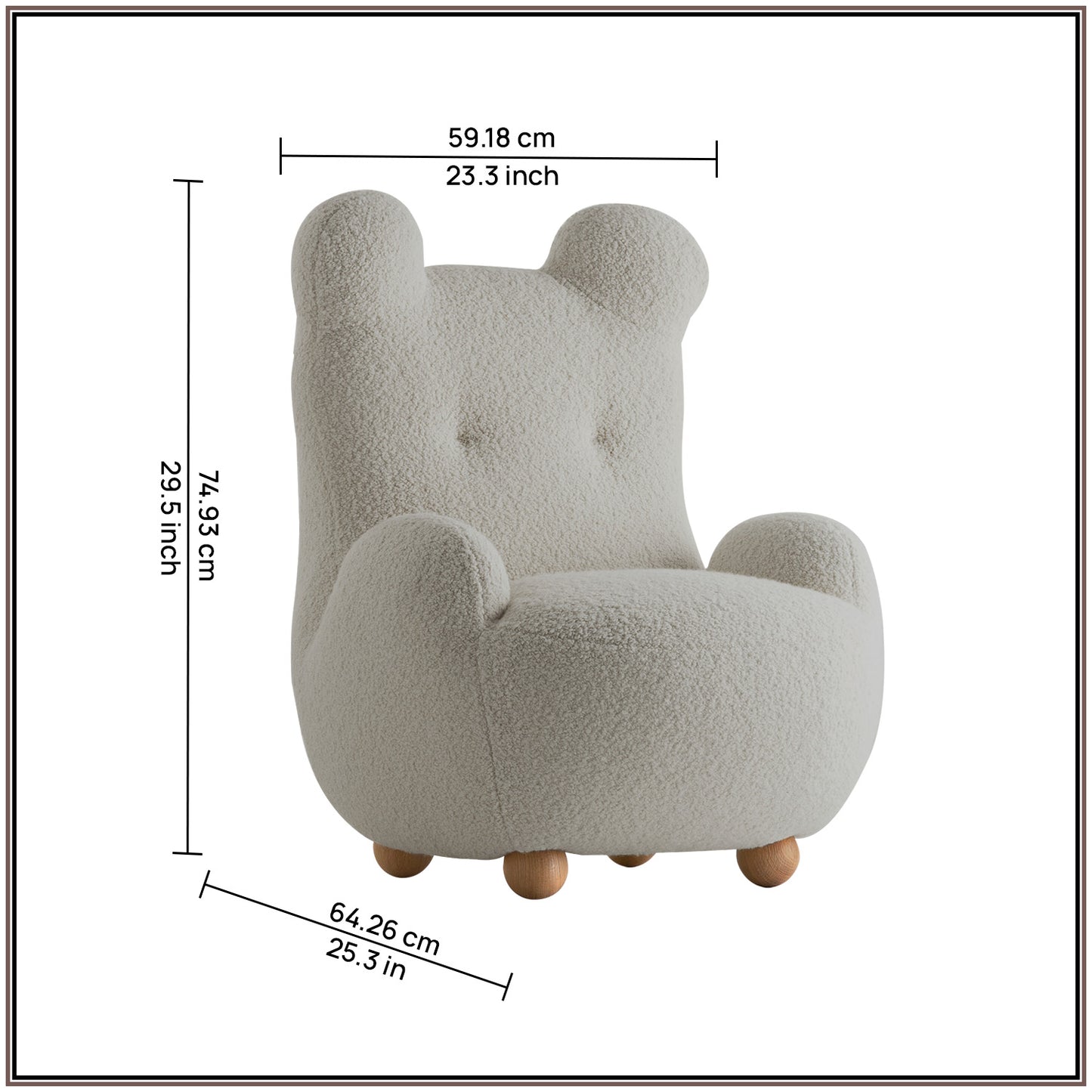 Cream Bunny Ear Sheepskin Kids Lounge Chair | Nestroots