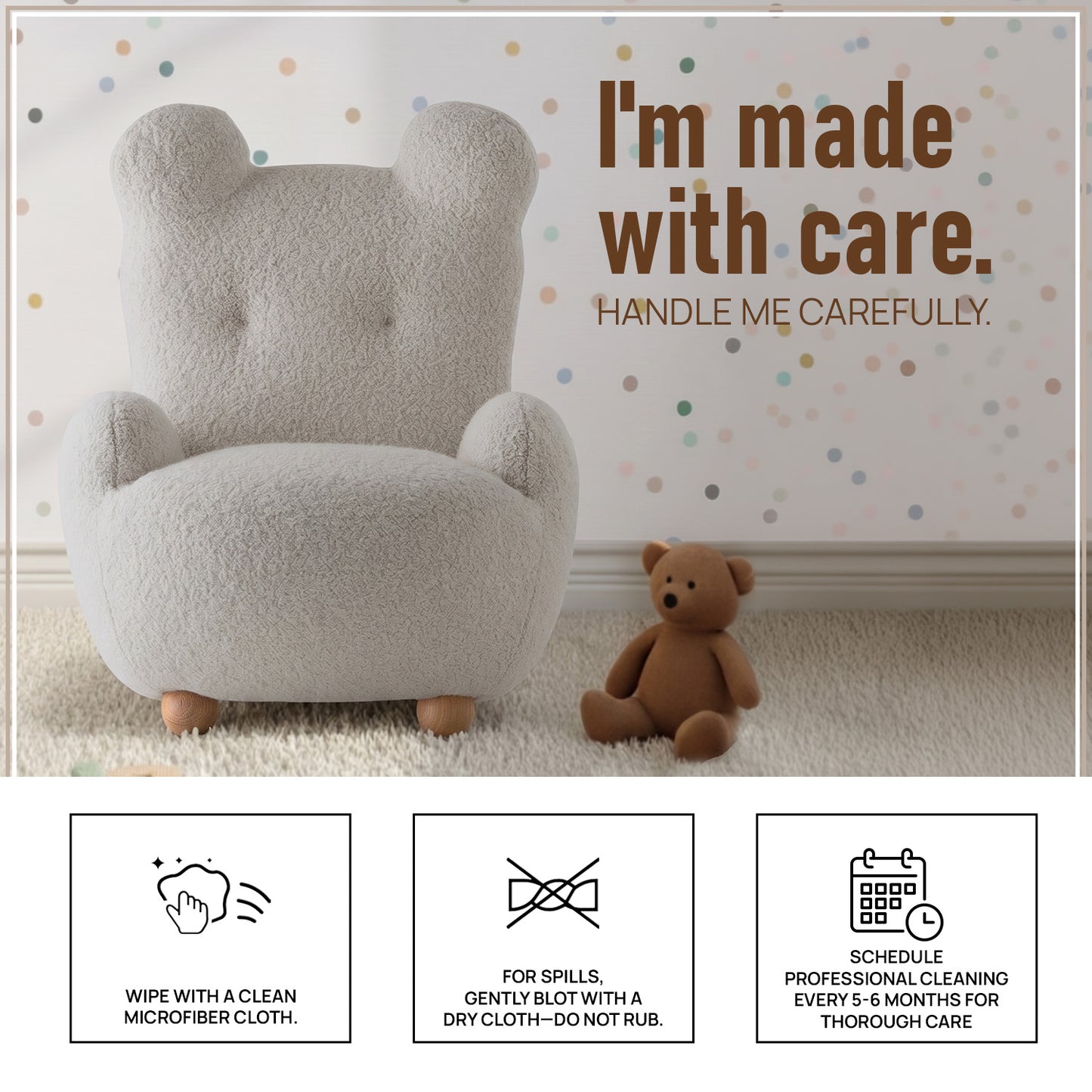 Cream Bunny Ear Sheepskin Kids Lounge Chair | Nestroots