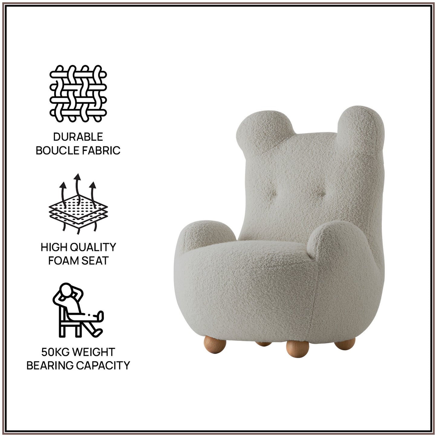Cream Bunny Ear Sheepskin Kids Lounge Chair | Nestroots