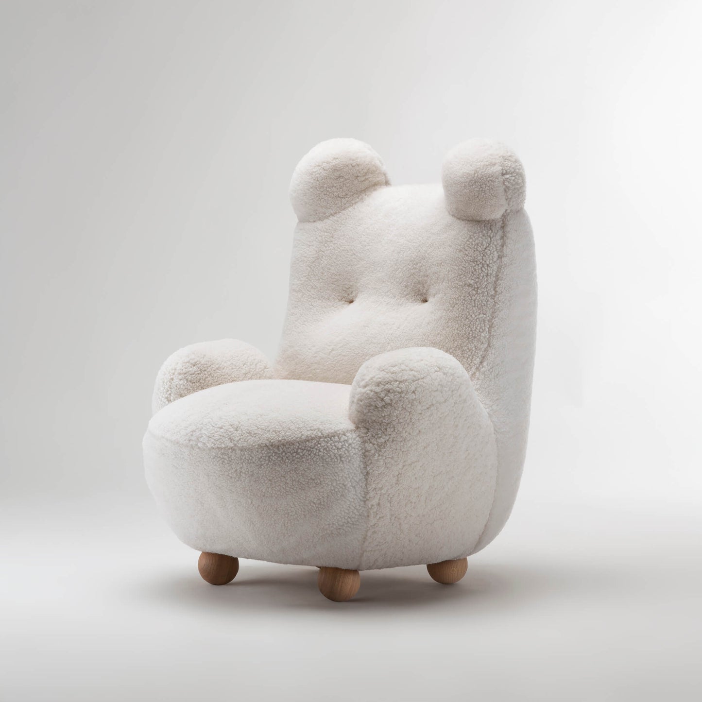 Snow White Bunny Ear sheepskin Kids Lounge Chair