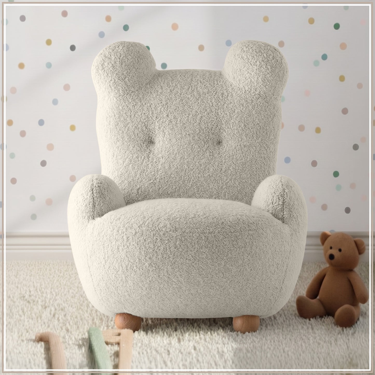 Snow White Bunny Ear Sheepskin Kids Lounge Chair | Nestroots