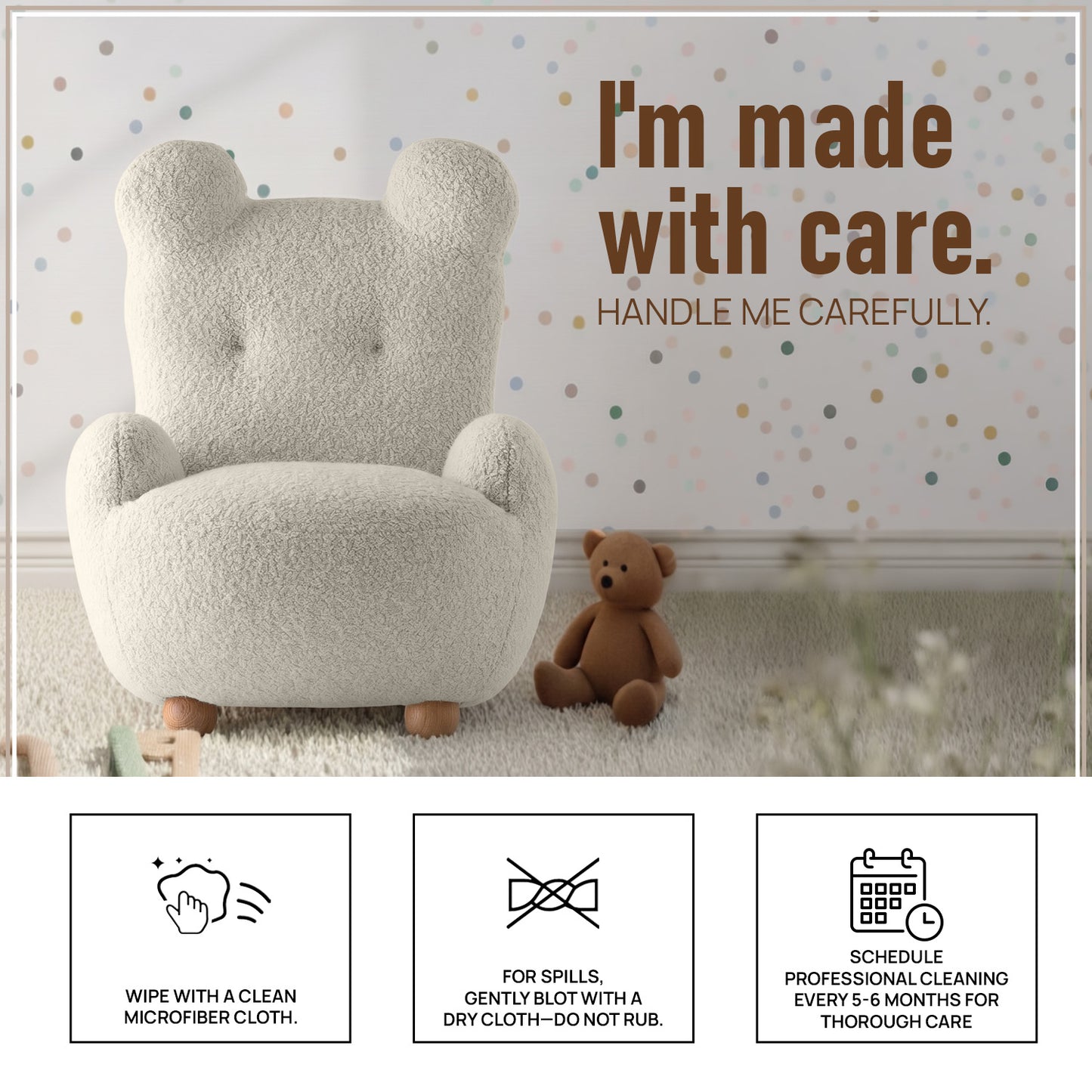 Snow White Bunny Ear Sheepskin Kids Lounge Chair | Nestroots