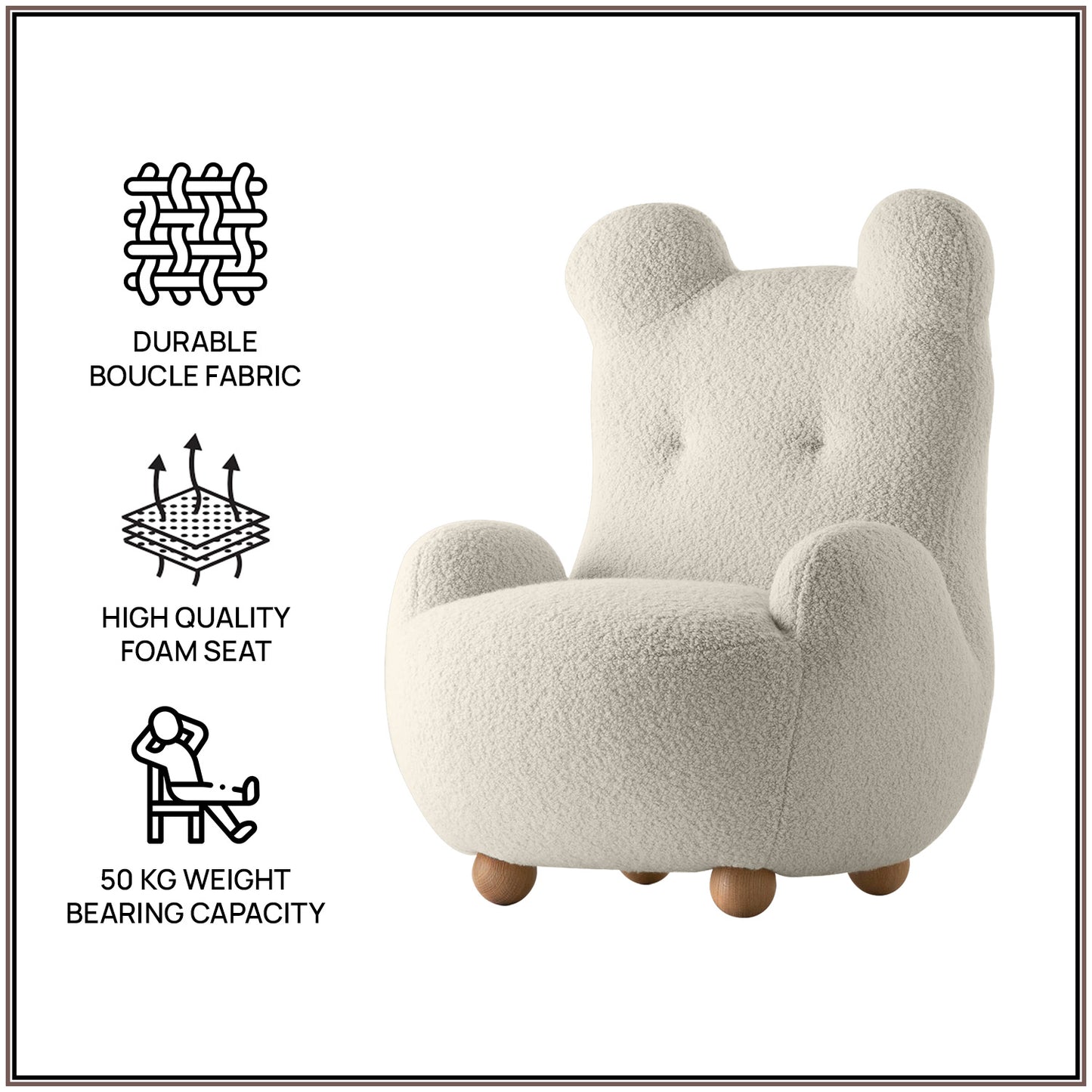 Snow White Bunny Ear Sheepskin Kids Lounge Chair | Nestroots