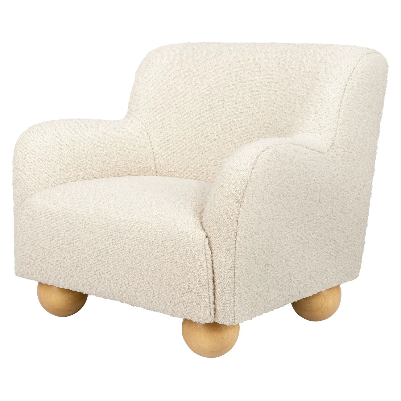 Vanilla Plush Boucle Kids Lounge Chair
