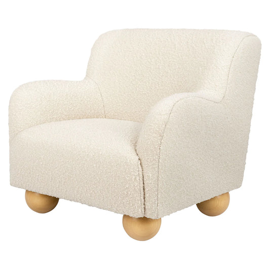 Vanilla Plush Boucle Kids Lounge Chair