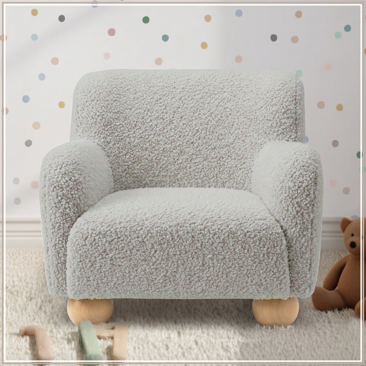 Vanilla Plush Boucle Kids Lounge Chair | Nestroots