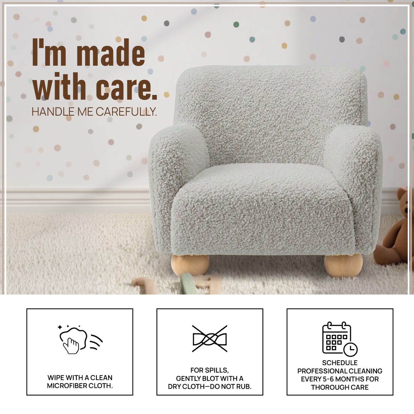 Vanilla Plush Boucle Kids Lounge Chair | Nestroots