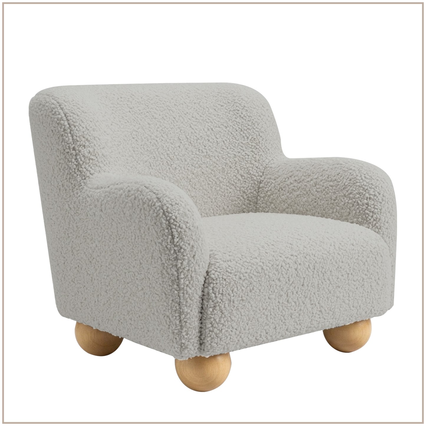 Vanilla Plush Boucle Kids Lounge Chair | Nestroots