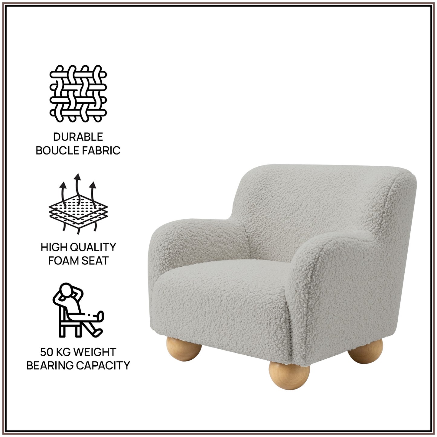 Vanilla Plush Boucle Kids Lounge Chair | Nestroots