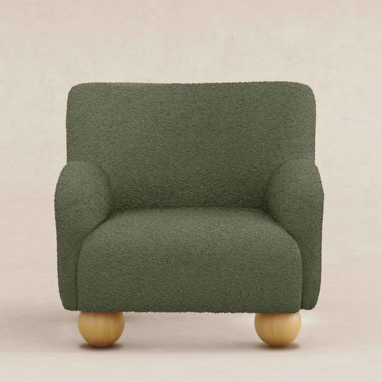 Olive Plush Boucle Kids Lounge Chair