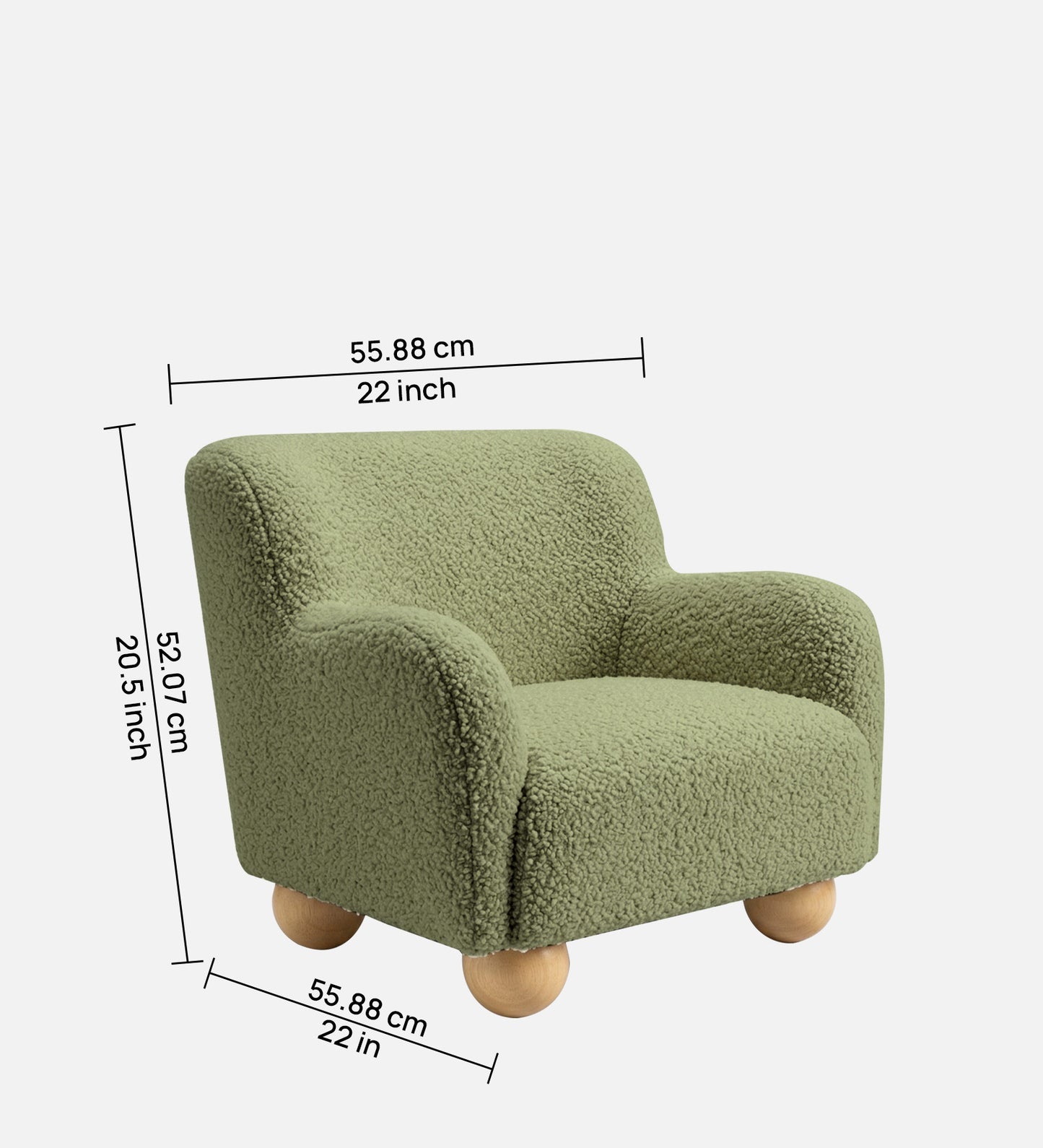 Olive Plush Boucle Kids Lounge Chair | Nestroots