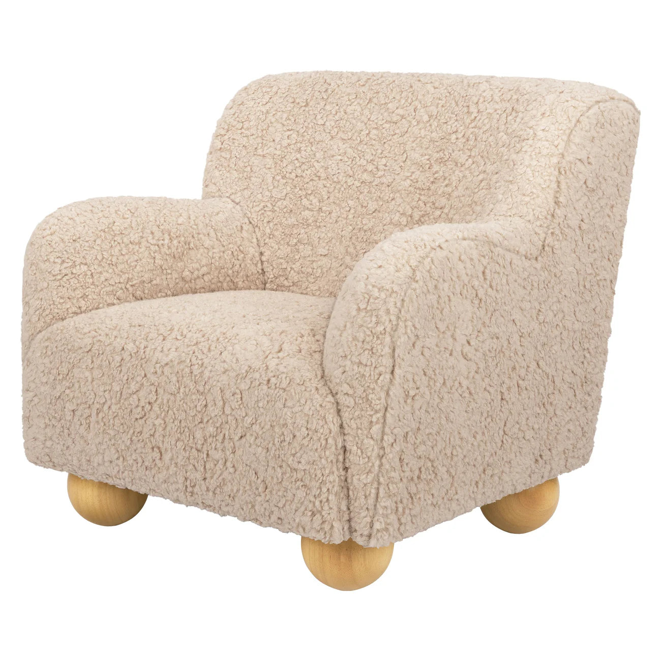 Beige Cozy Boucle Kids Accent Chair