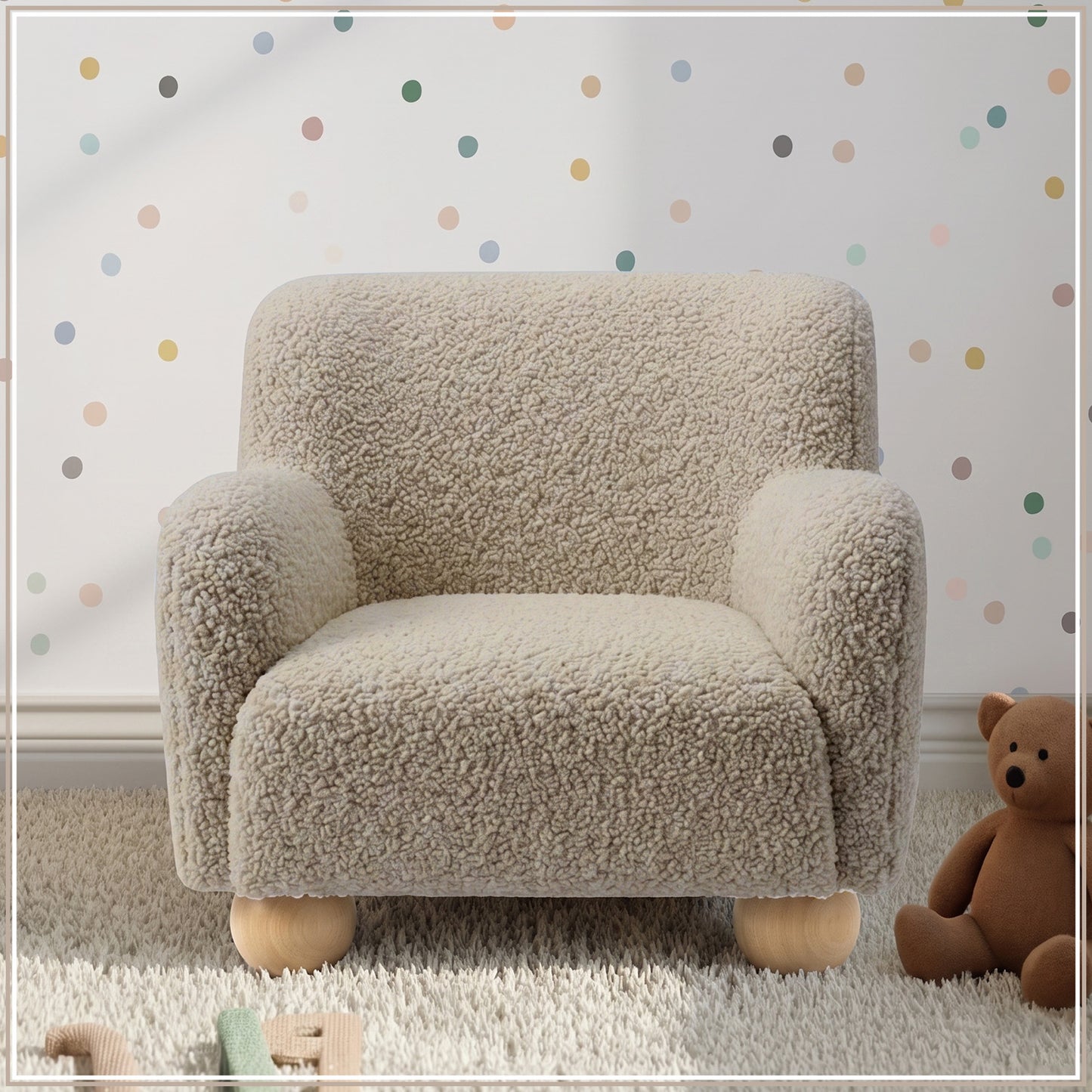 Beige Cozy Boucle Kids Accent Chair | Nestroots