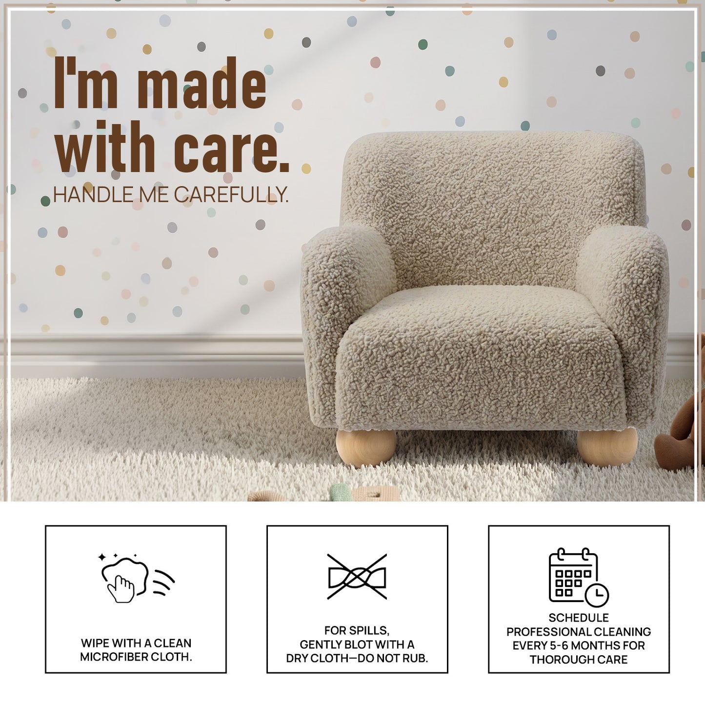 Beige Cozy Boucle Kids Accent Chair | Nestroots