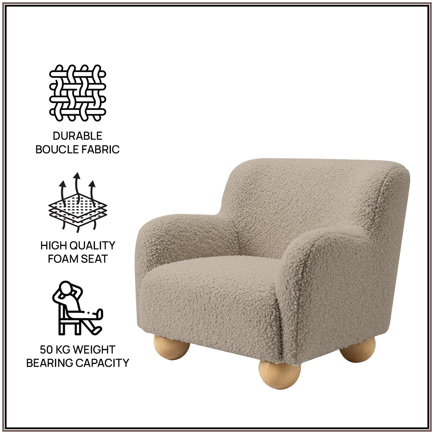 Beige Cozy Boucle Kids Accent Chair | Nestroots