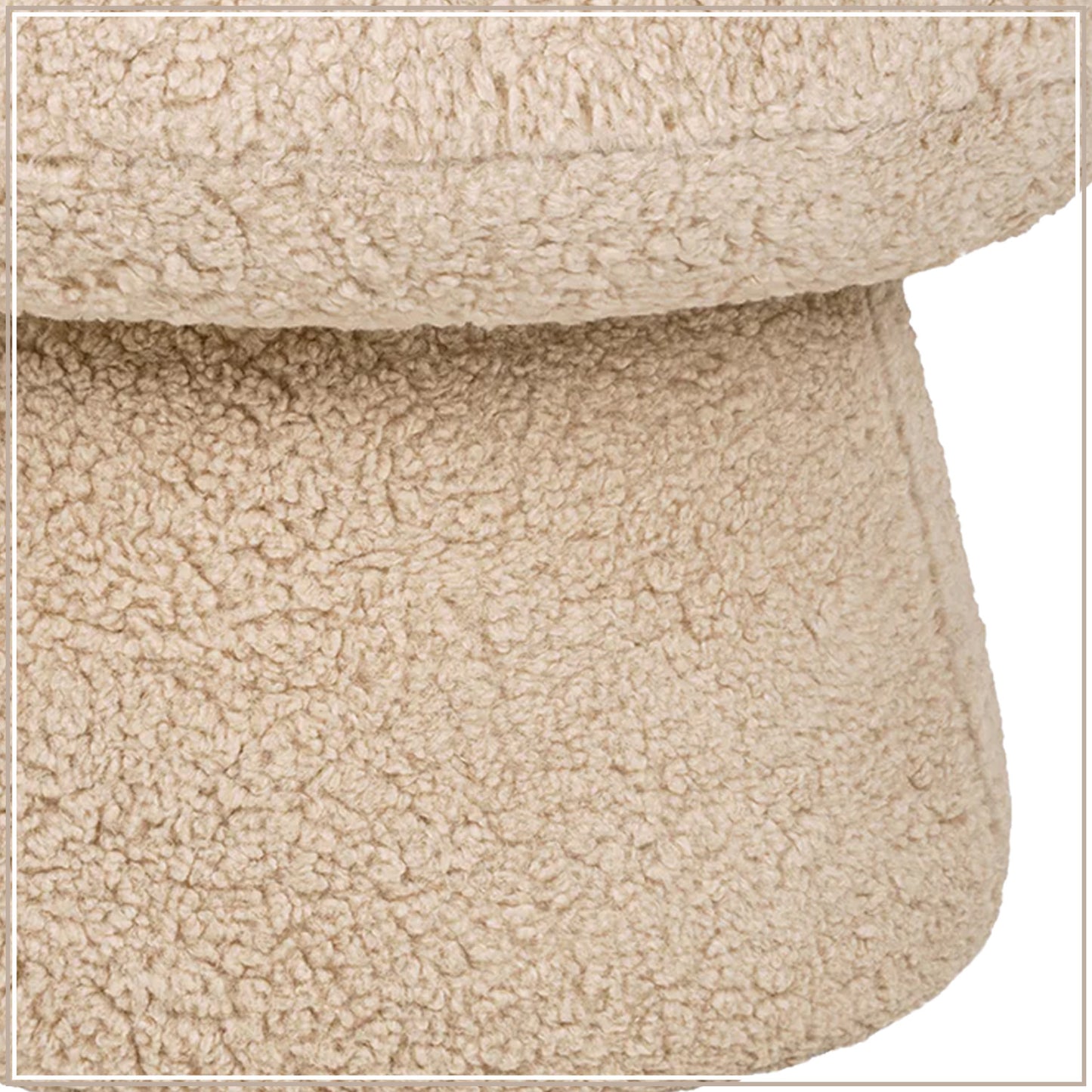 Sand Beige Luxe Fabric Kids Pouffe Stool | Nestroots