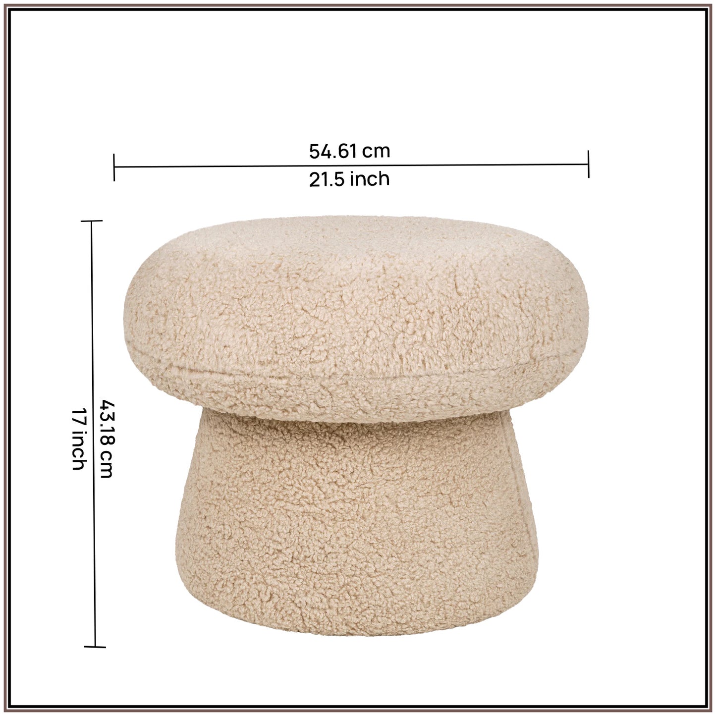 Sand Beige Luxe Fabric Kids Pouffe Stool | Nestroots