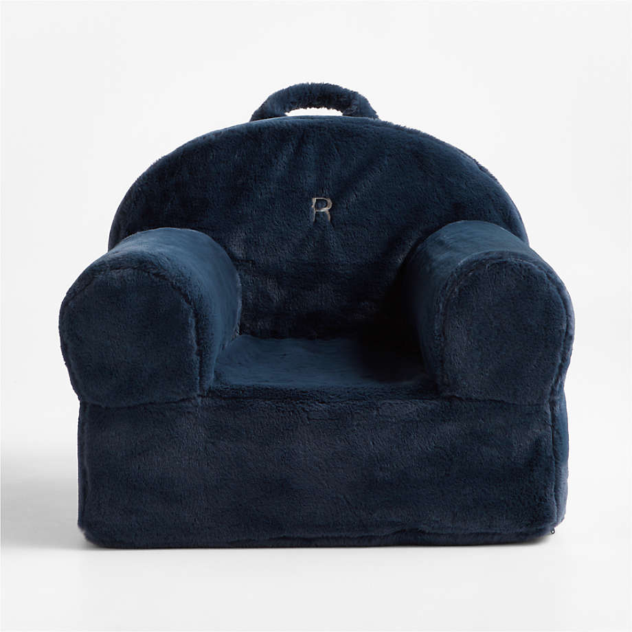 Midnight Navy Plush Faux Fur Kids Lounge Chair