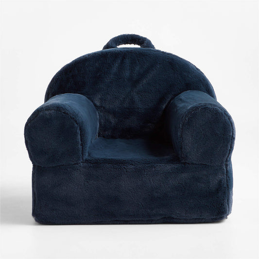 Midnight Navy Plush Faux Fur Kids Lounge Chair