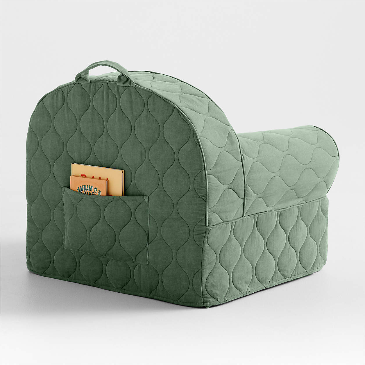 Forest Green Quilted Cotton Quilted Corduroy Kids Lounge Chair