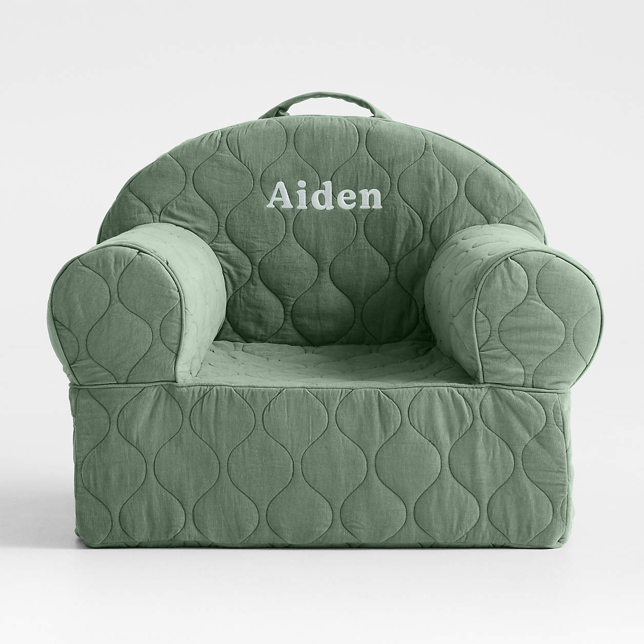 Forest Green Quilted Cotton Quilted Corduroy Kids Lounge Chair