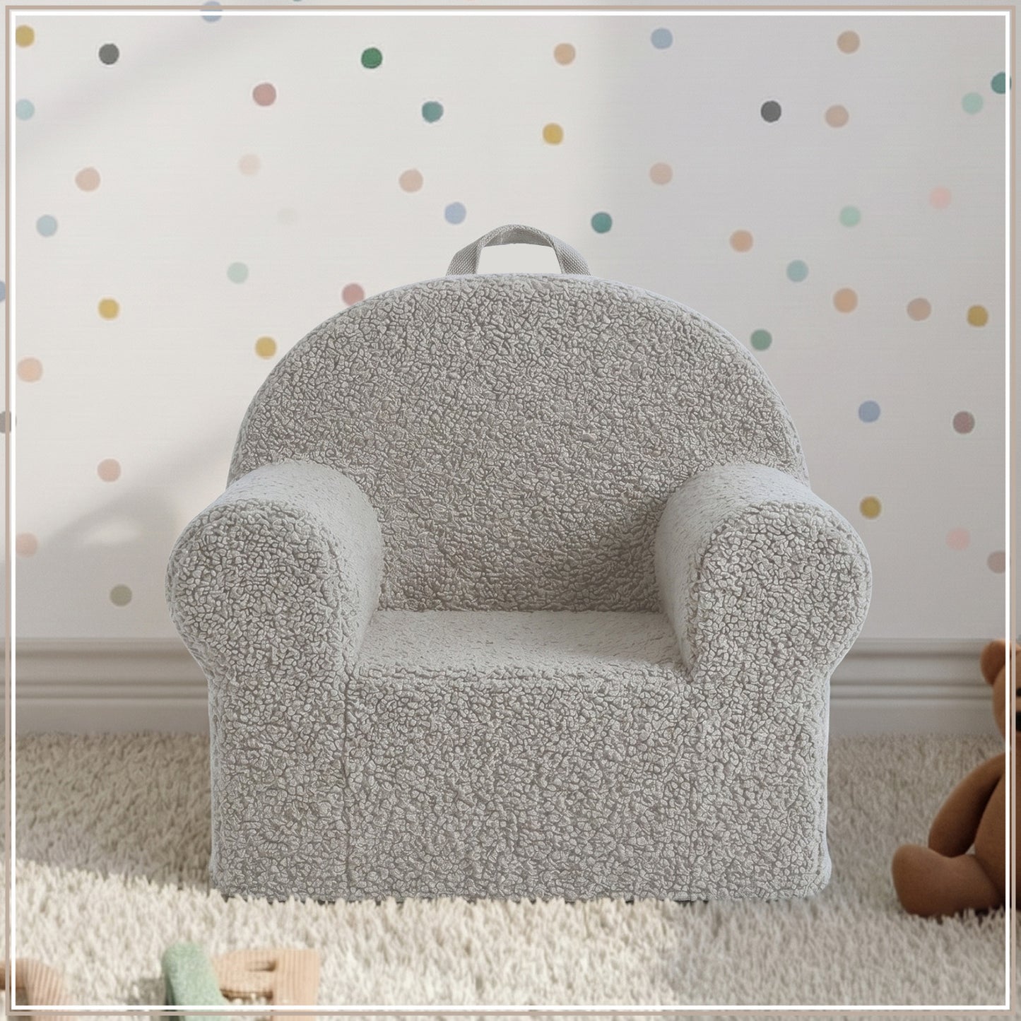 Elliot Cream Cotton Quilted Corduroy Kids Lounge Chair | Nestroots